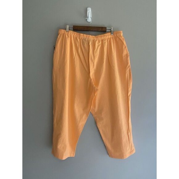 Jane Ashley Pull-On Pants Crop Capri Orange Drawstring Embellished Embroidery 2X - Picture 8 of 16